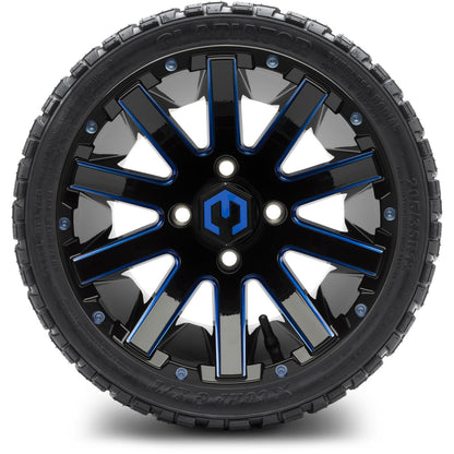 MODZ® 12" Mauler Blue and Black with Ball Mill Wheels & Off-Road Tires Combo
