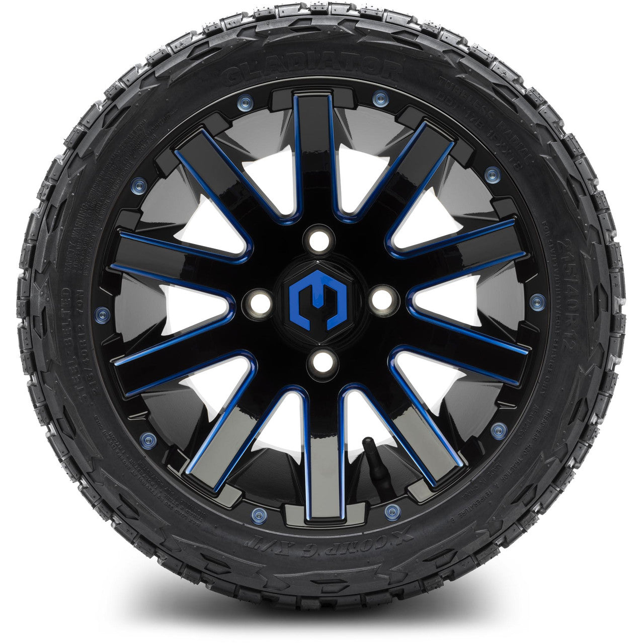 MODZ® 12" Mauler Blue and Black with Ball Mill Wheels & Off-Road Tires Combo