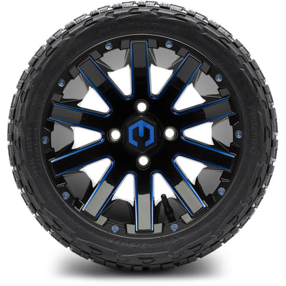 MODZ® 12" Mauler Blue and Black with Ball Mill Wheels & Off-Road Tires Combo