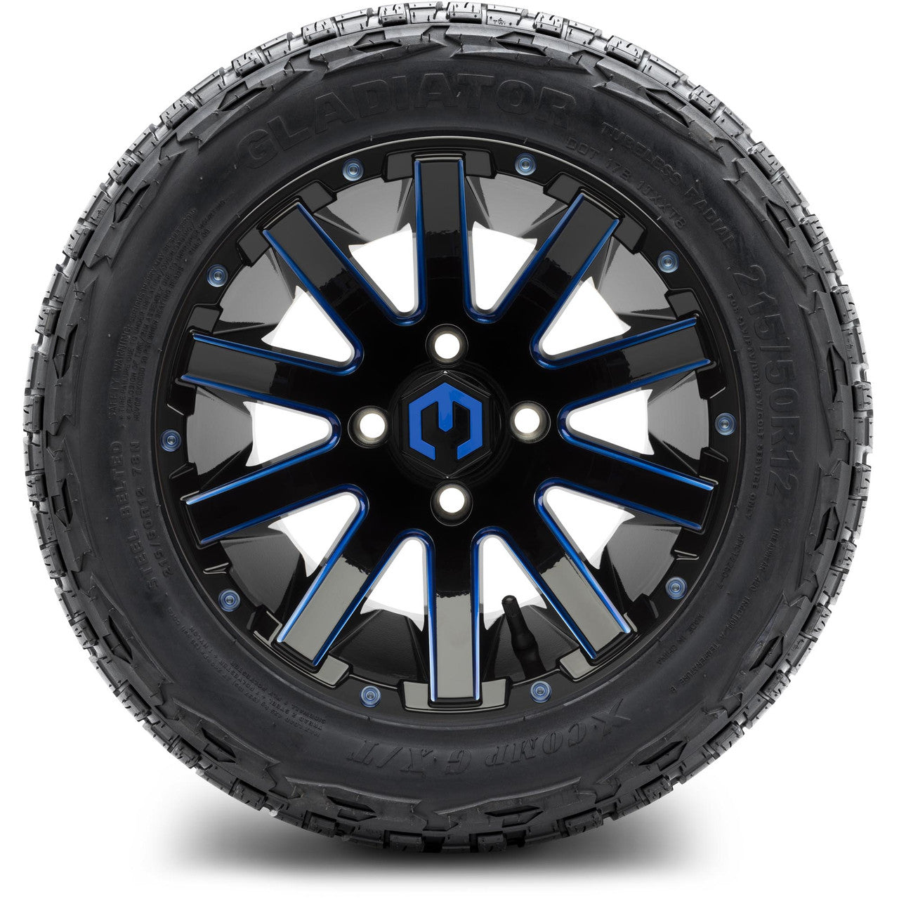 MODZ® 12" Mauler Blue and Black with Ball Mill Wheels & Off-Road Tires Combo