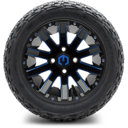 MODZ® 12" Mauler Blue and Black with Ball Mill Wheels & Off-Road Tires Combo