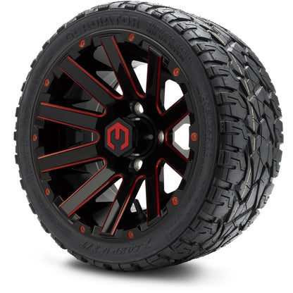 MODZ® 12" Mauler Red and Black with Ball Mill Wheels & Off-Road Tires Combo