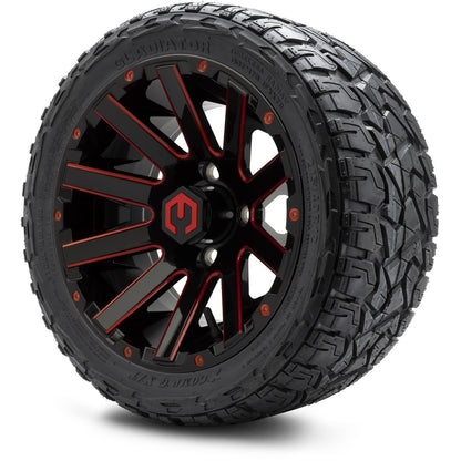 MODZ® 12" Mauler Red and Black with Ball Mill Wheels & Off-Road Tires Combo