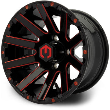 MODZ® Mauler Red & Black 12" Golf Cart Wheel