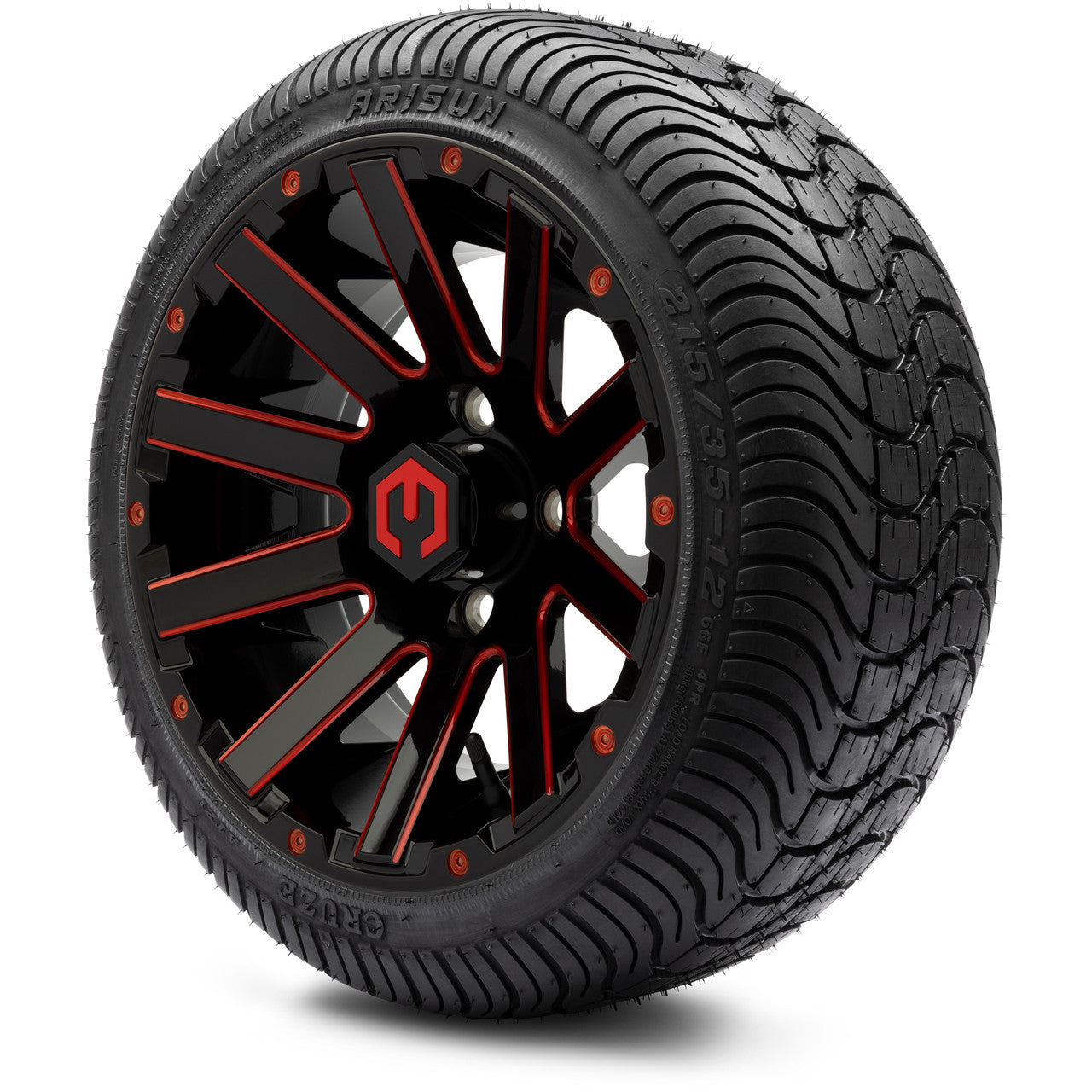 MODZ® 12" Mauler Glossy Black and Red with Ball Mill Wheels & Street Tires Combo
