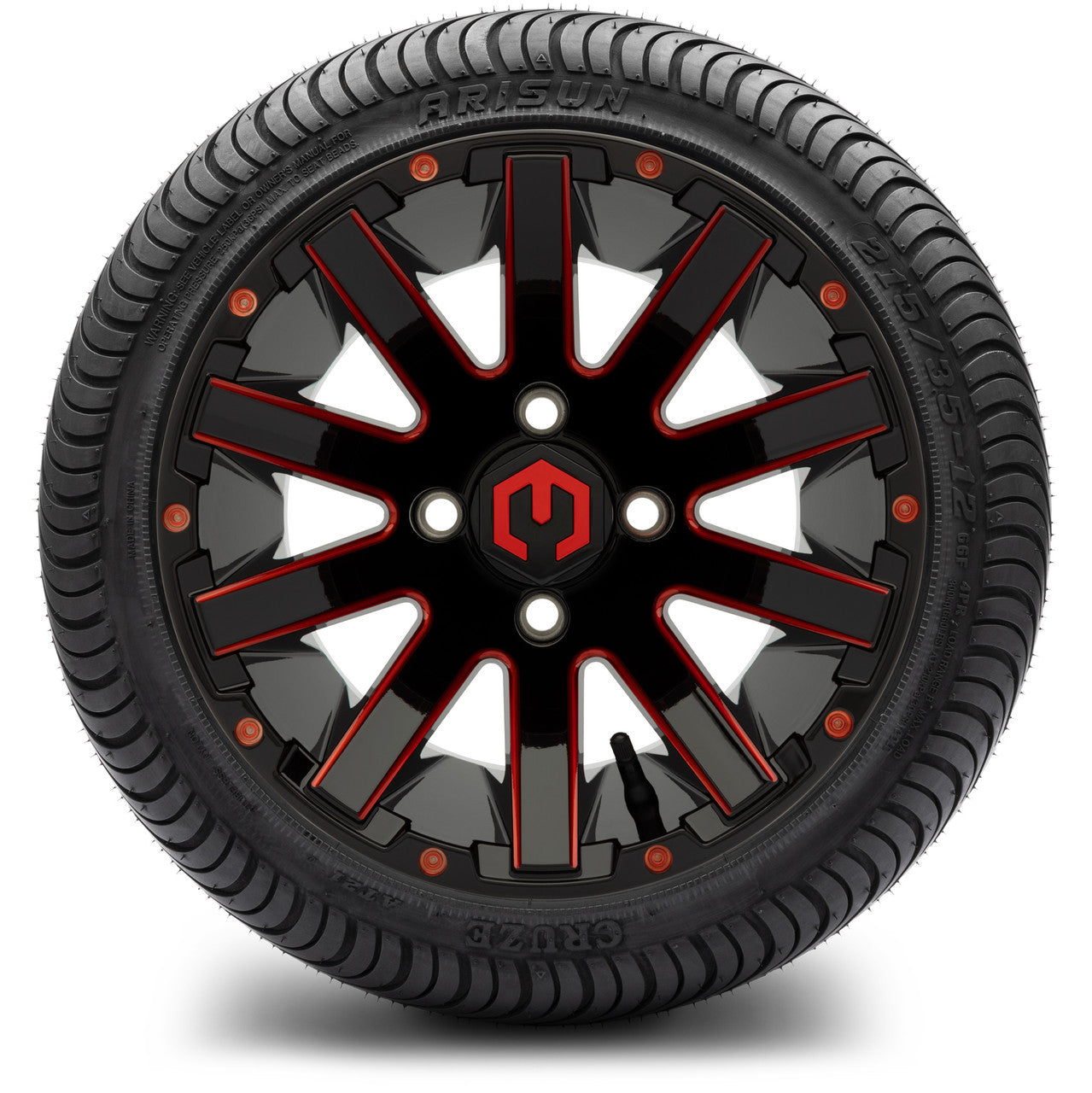 MODZ® 12" Mauler Glossy Black and Red with Ball Mill Wheels & Street Tires Combo