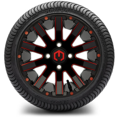 MODZ® 12" Mauler Glossy Black and Red with Ball Mill Wheels & Street Tires Combo