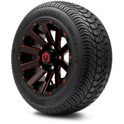 MODZ® 12" Mauler Glossy Black and Red with Ball Mill Wheels & Street Tires Combo