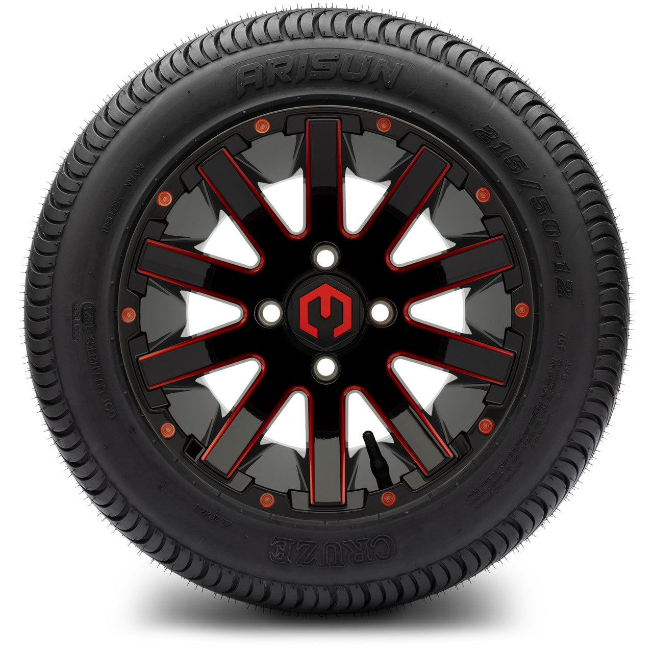 MODZ® 12" Mauler Glossy Black and Red with Ball Mill Wheels & Street Tires Combo