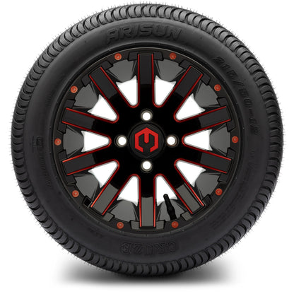MODZ® 12" Mauler Glossy Black and Red with Ball Mill Wheels & Street Tires Combo