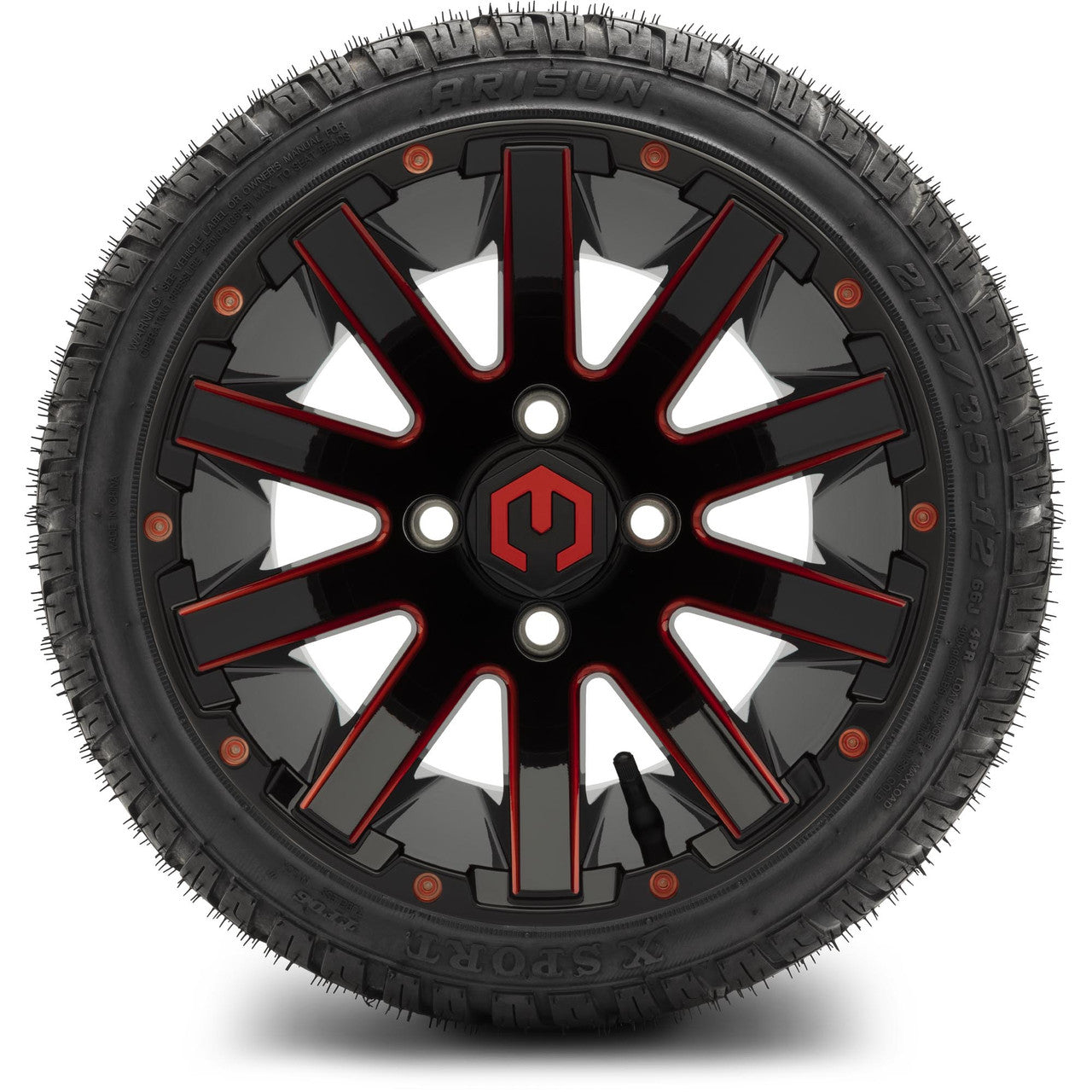 MODZ® 12" Mauler Glossy Black and Red with Ball Mill Wheels & Street Tires Combo