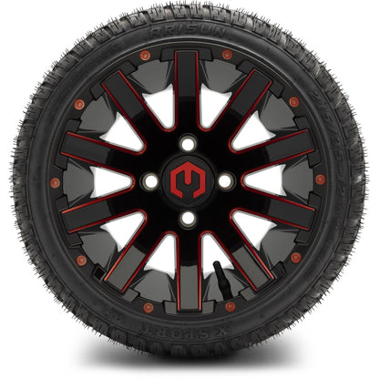 MODZ® 12" Mauler Glossy Black and Red with Ball Mill Wheels & Street Tires Combo