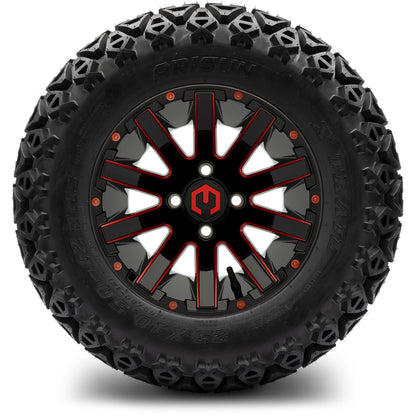 MODZ® 12" Mauler Red and Black with Ball Mill Wheels & Off-Road Tires Combo