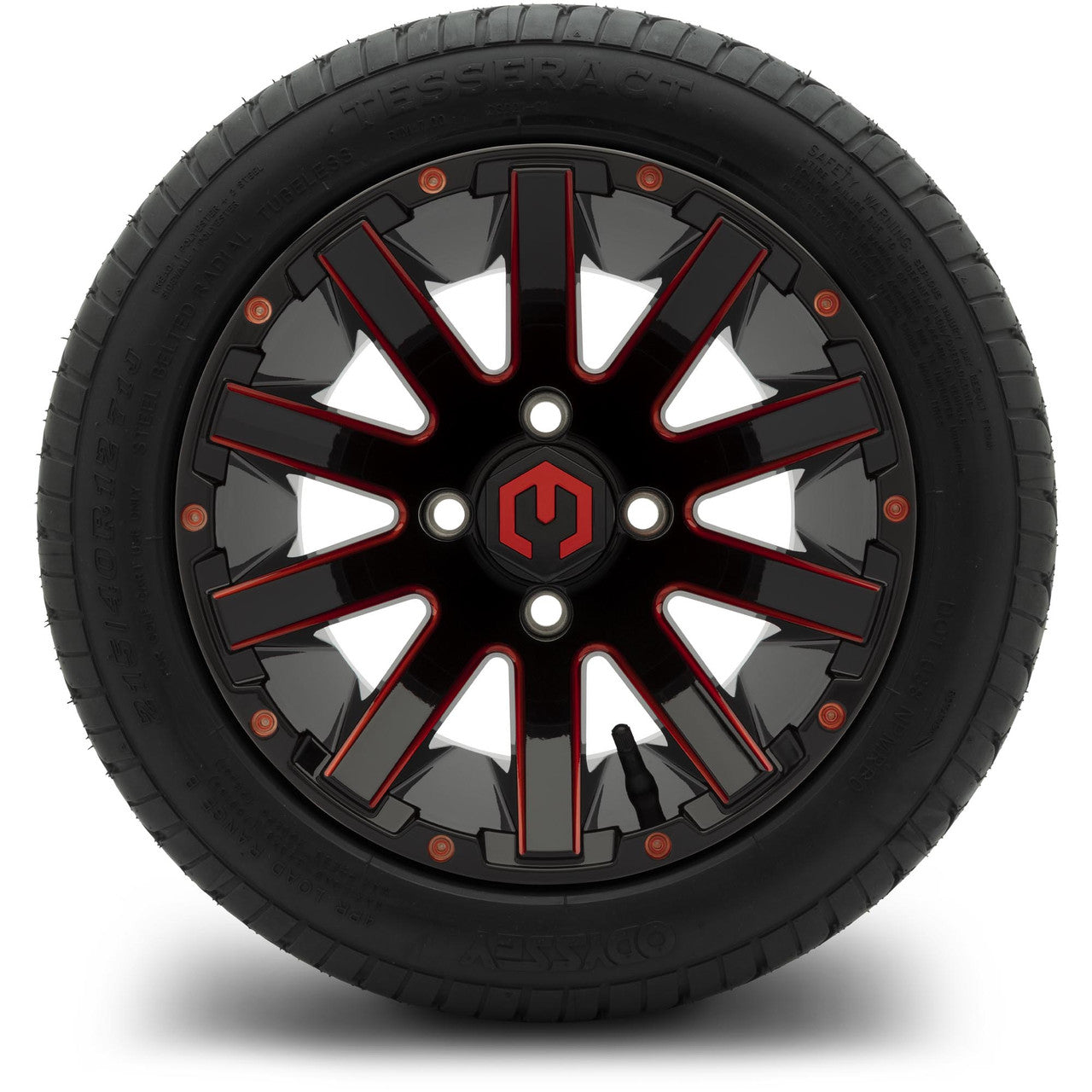 MODZ® 12" Mauler Glossy Black and Red with Ball Mill Wheels & Street Tires Combo