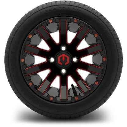 MODZ® 12" Mauler Glossy Black and Red with Ball Mill Wheels & Street Tires Combo
