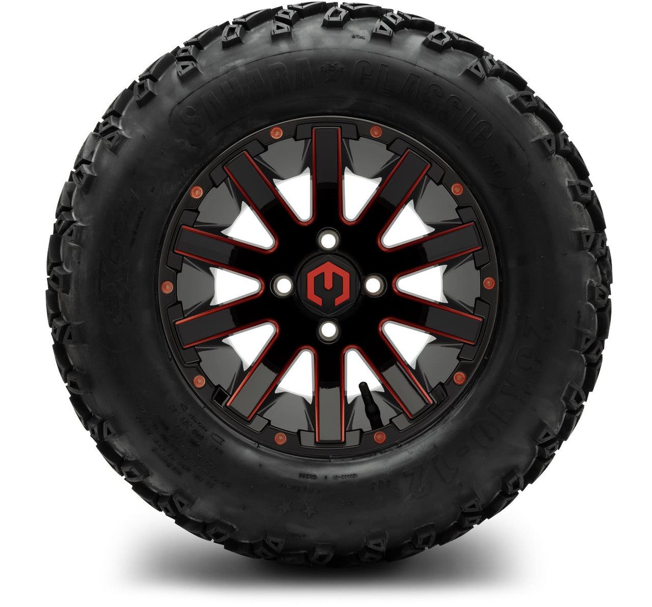 MODZ® 12" Mauler Red and Black with Ball Mill Wheels & Off-Road Tires Combo