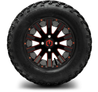 MODZ® 12" Mauler Red and Black with Ball Mill Wheels & Off-Road Tires Combo