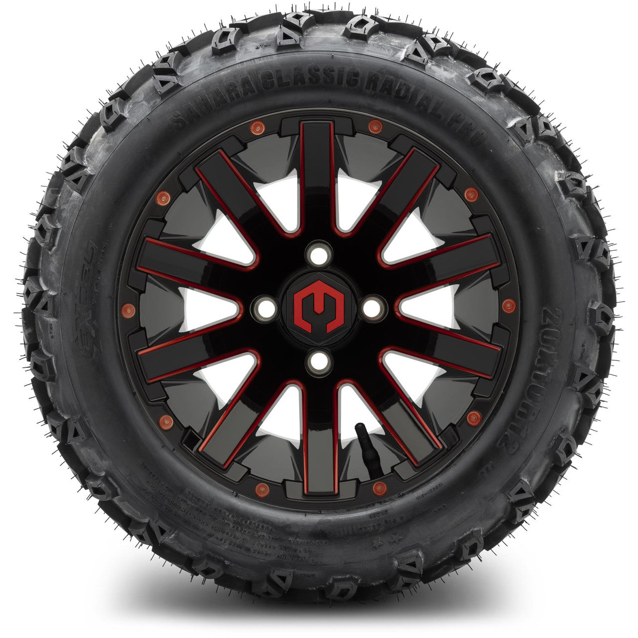 MODZ® 12" Mauler Red and Black with Ball Mill Wheels & Off-Road Tires Combo