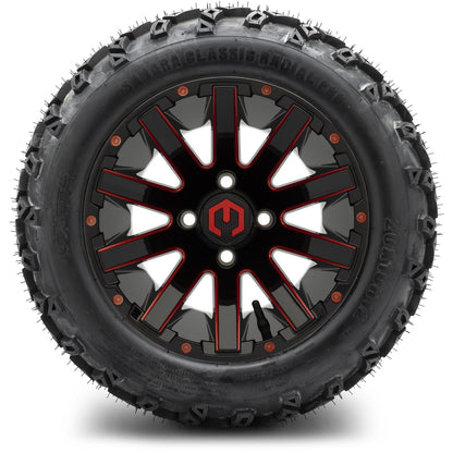MODZ® 12" Mauler Red and Black with Ball Mill Wheels & Off-Road Tires Combo
