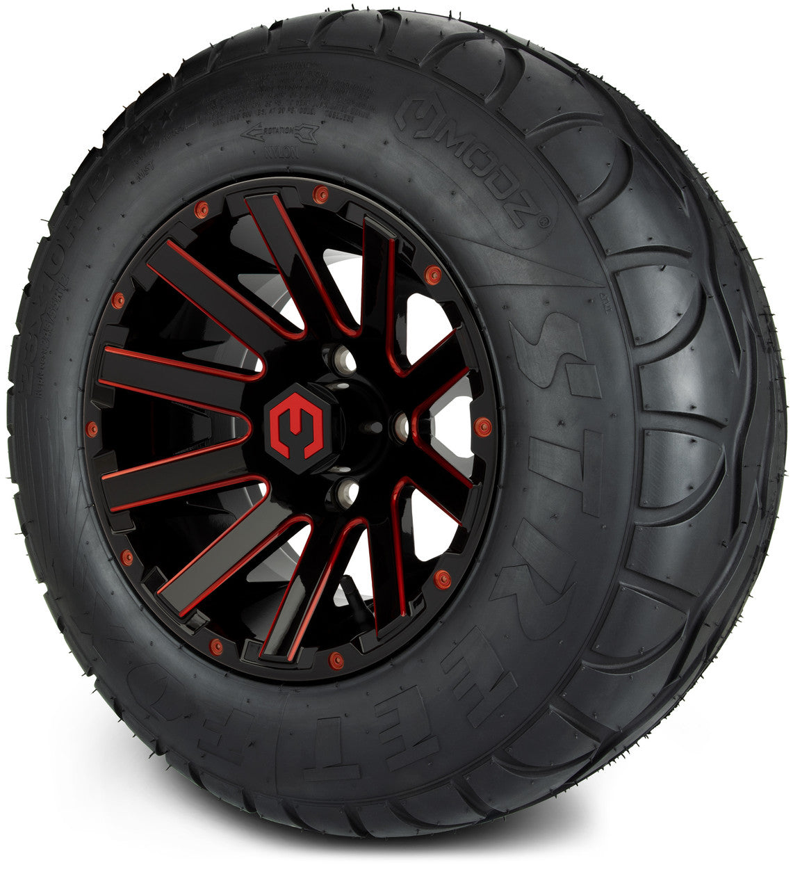 MODZ® 12" Mauler Glossy Black and Red with Ball Mill Wheels & Street Tires Combo