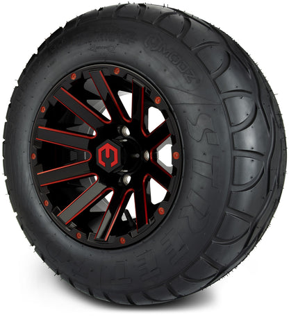 MODZ® 12" Mauler Glossy Black and Red with Ball Mill Wheels & Street Tires Combo