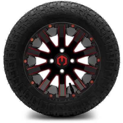 MODZ® 12" Mauler Red and Black with Ball Mill Wheels & Off-Road Tires Combo