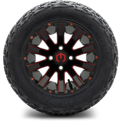 MODZ® 12" Mauler Red and Black with Ball Mill Wheels & Off-Road Tires Combo
