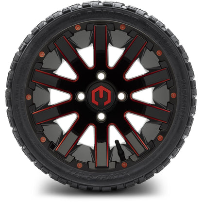 MODZ® 12" Mauler Red and Black with Ball Mill Wheels & Off-Road Tires Combo