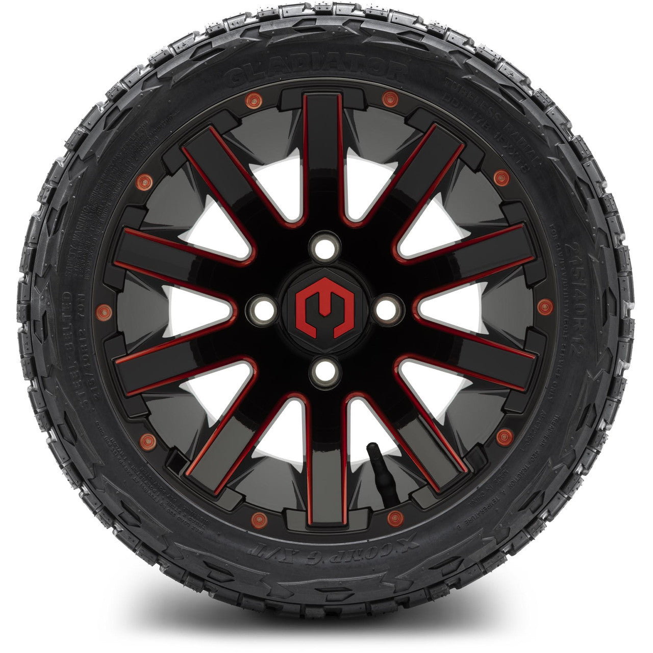 MODZ® 12" Mauler Red and Black with Ball Mill Wheels & Off-Road Tires Combo