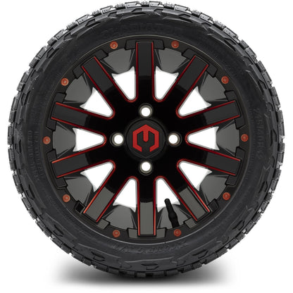 MODZ® 12" Mauler Red and Black with Ball Mill Wheels & Off-Road Tires Combo