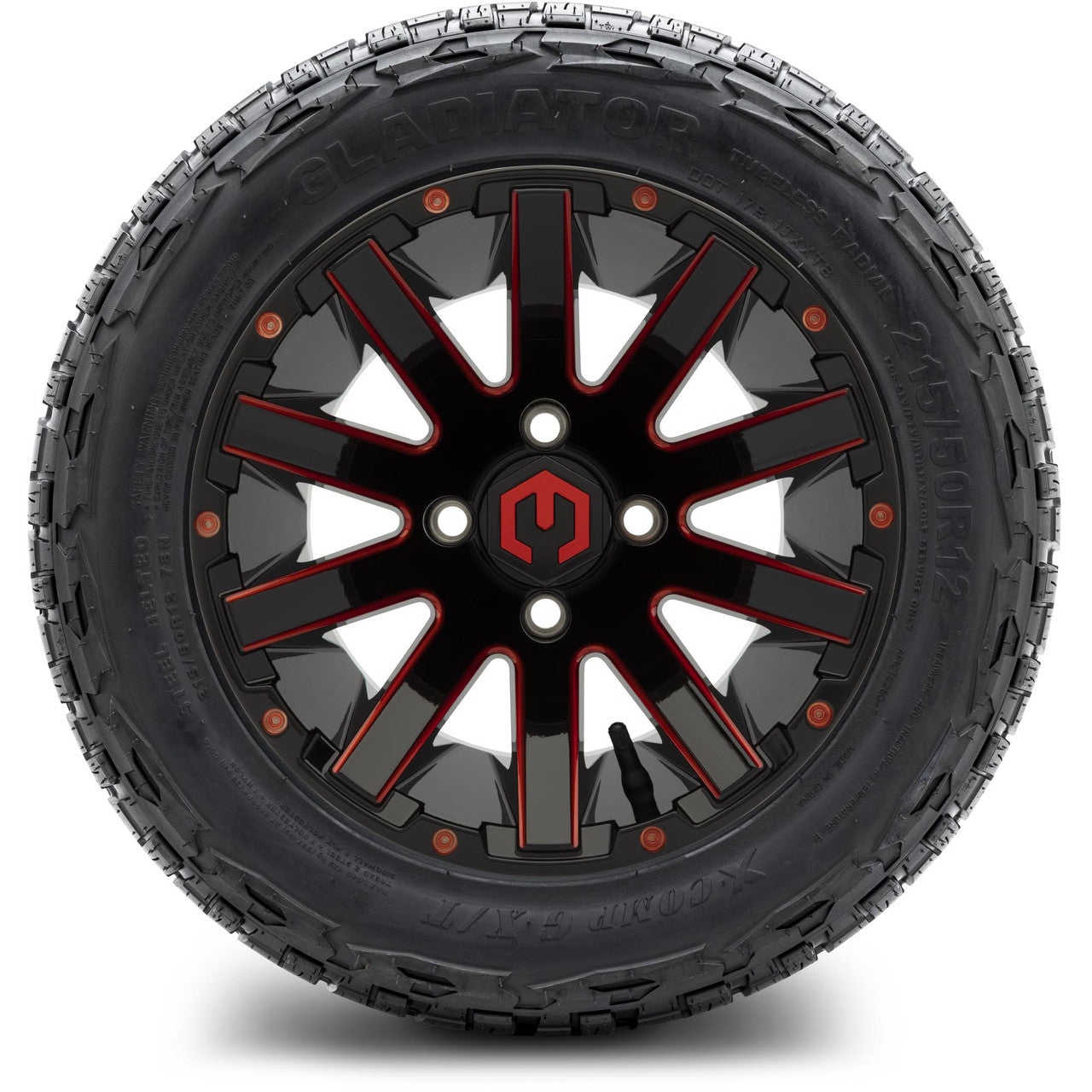 MODZ® 12" Mauler Red and Black with Ball Mill Wheels & Off-Road Tires Combo