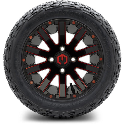MODZ® 12" Mauler Red and Black with Ball Mill Wheels & Off-Road Tires Combo