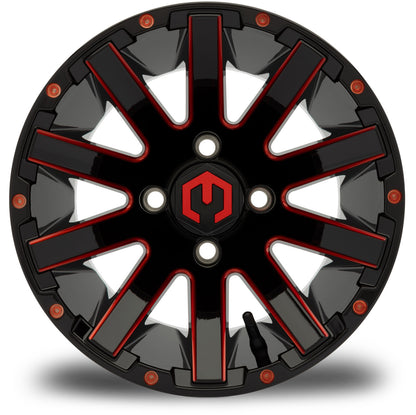 MODZ® Mauler Red & Black 12" Golf Cart Wheel