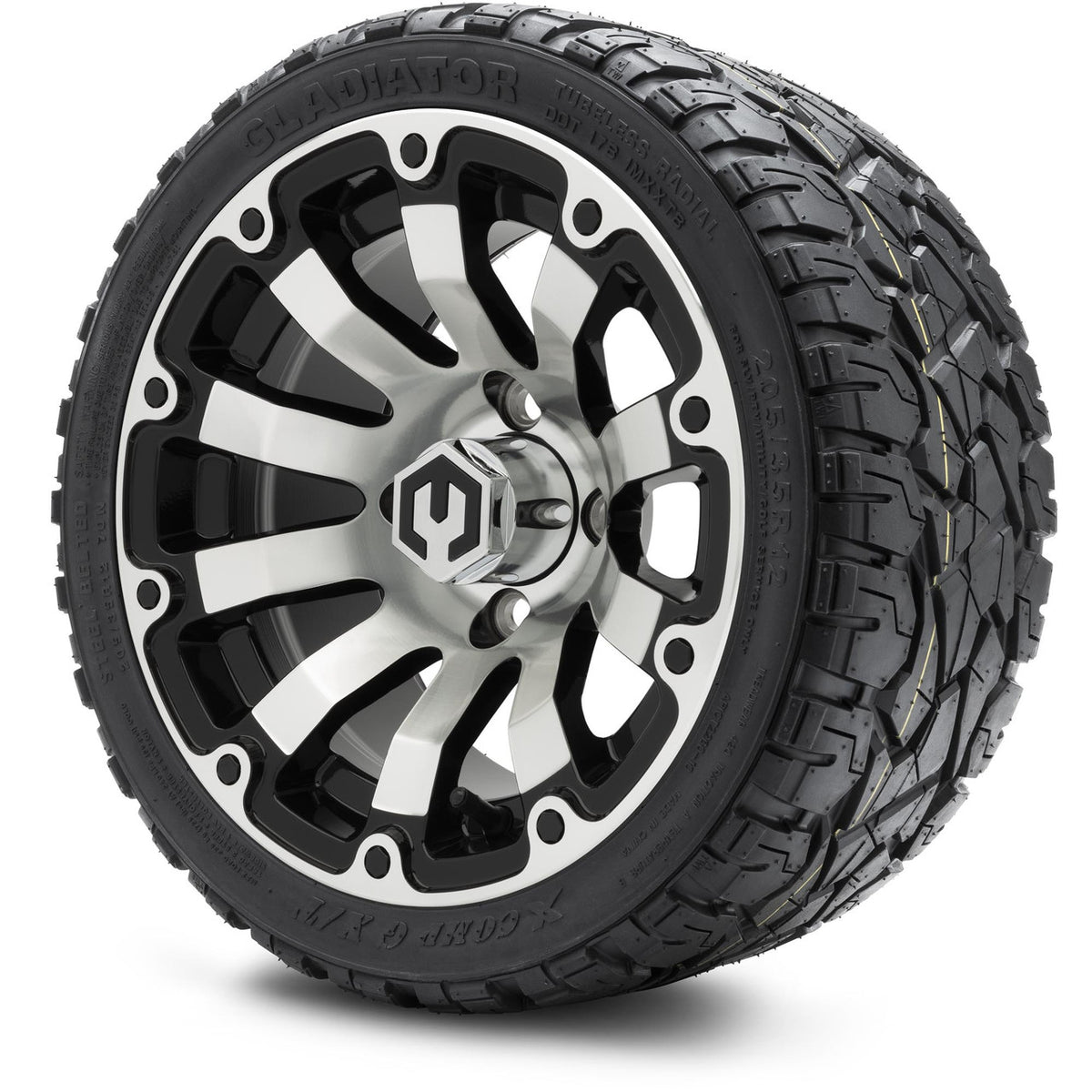 MODZ® 12" Bomber Machined Black Wheels & Off-Road Tires Combo