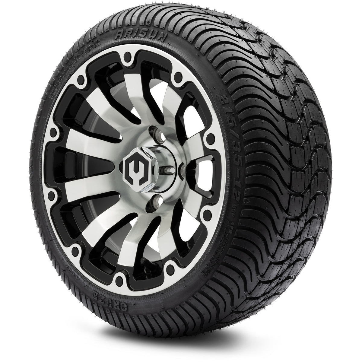 MODZ® 12" Bomber Machined Black Wheels & Street Tires Combo