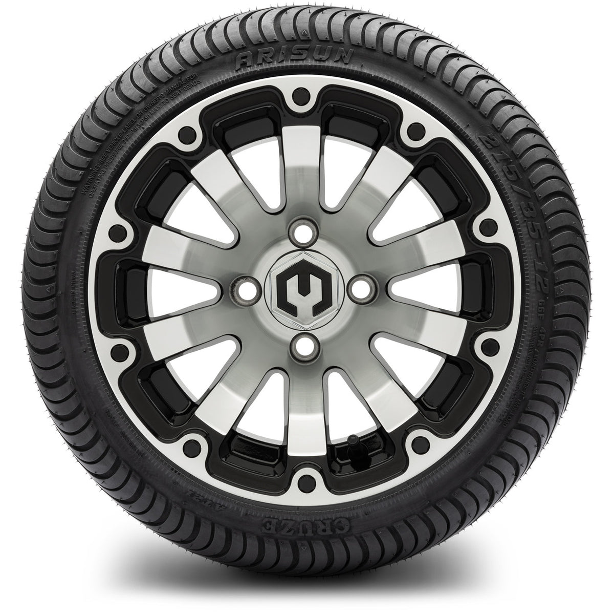 MODZ® 12" Bomber Machined Black Wheels & Street Tires Combo