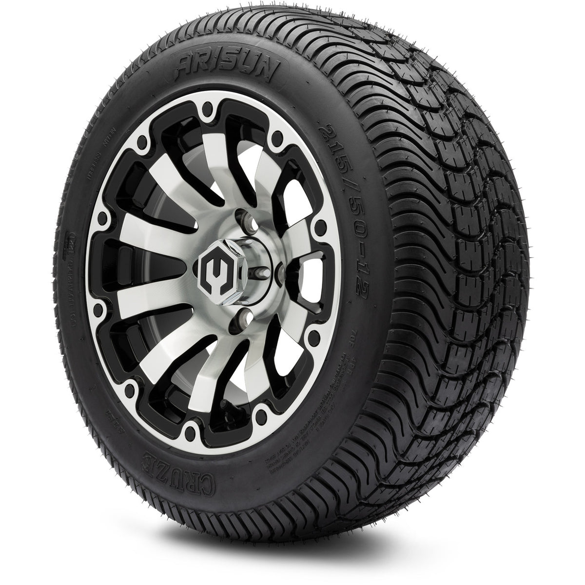 MODZ® 12" Bomber Machined Black Wheels & Street Tires Combo