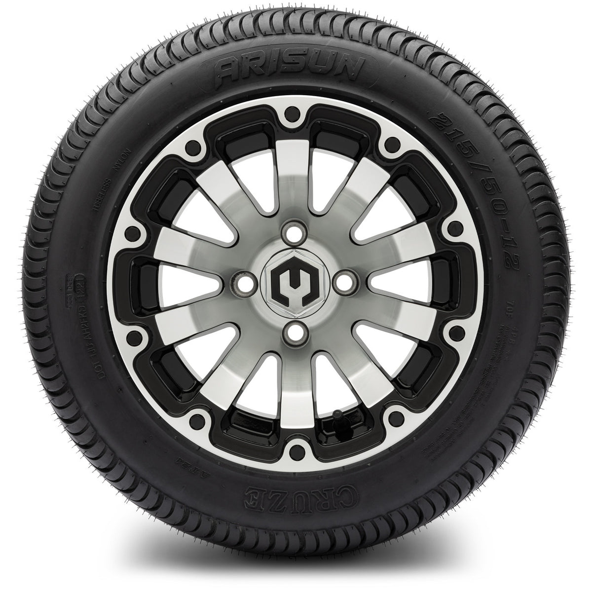 MODZ® 12" Bomber Machined Black Wheels & Street Tires Combo