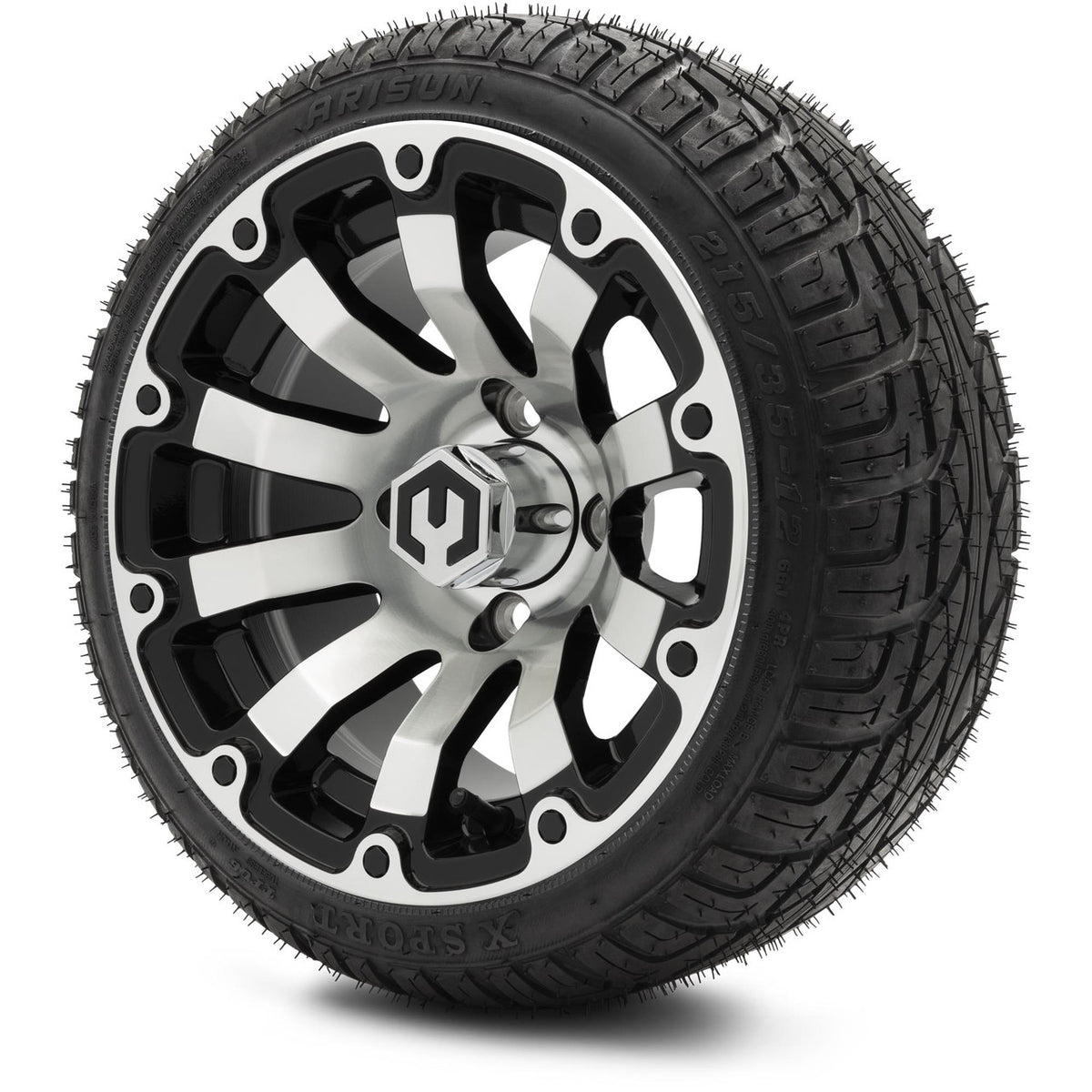 MODZ® 12" Bomber Machined Black Wheels & Street Tires Combo