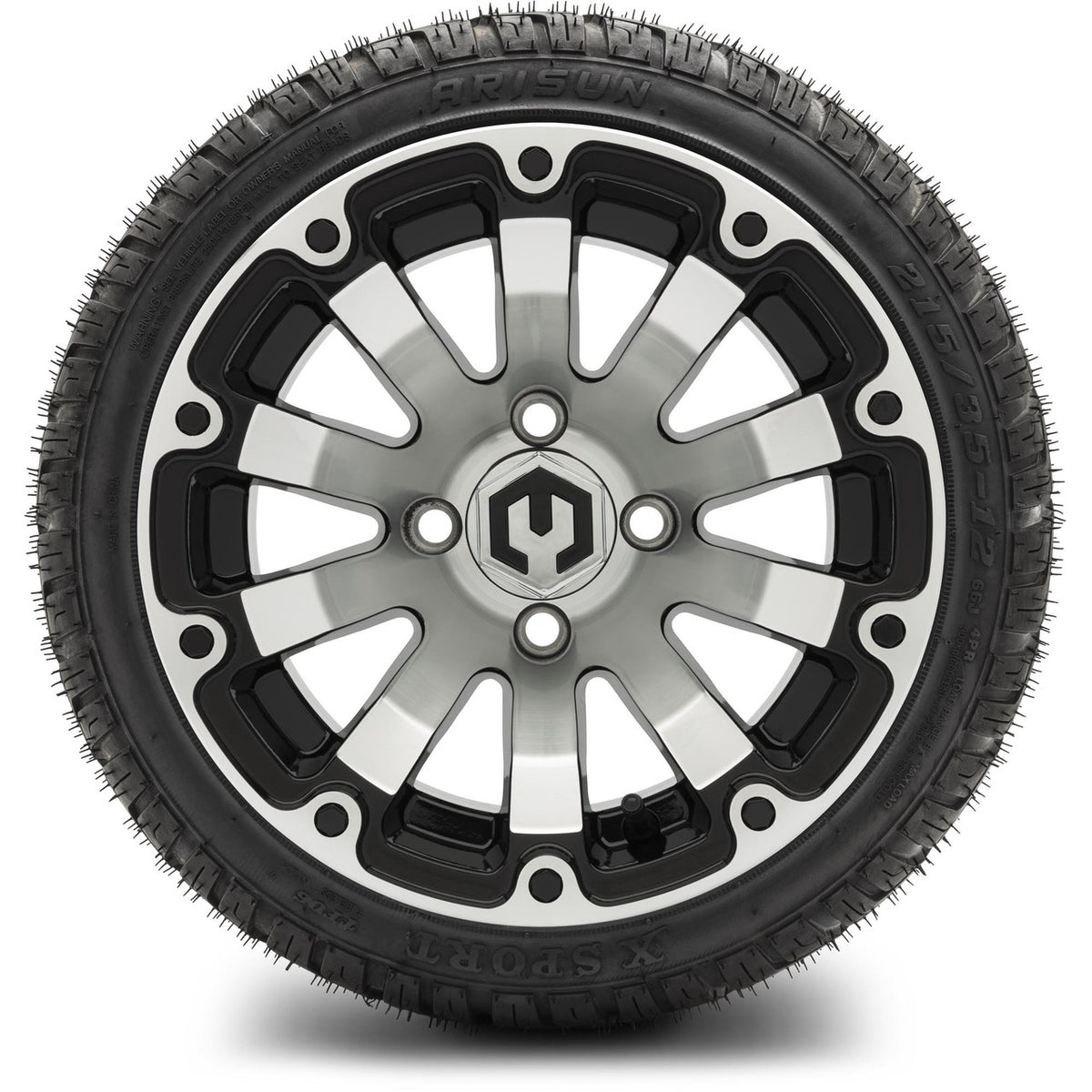 MODZ® 12" Bomber Machined Black Wheels & Street Tires Combo