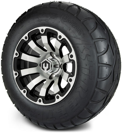 MODZ® 12" Bomber Machined Black Wheels & Street Tires Combo