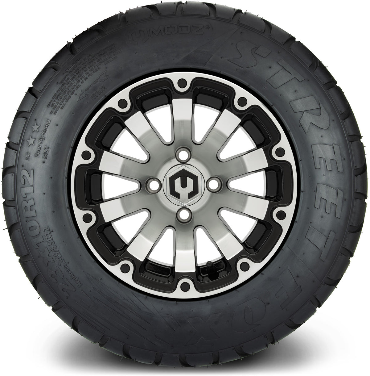 MODZ® 12" Bomber Machined Black Wheels & Street Tires Combo