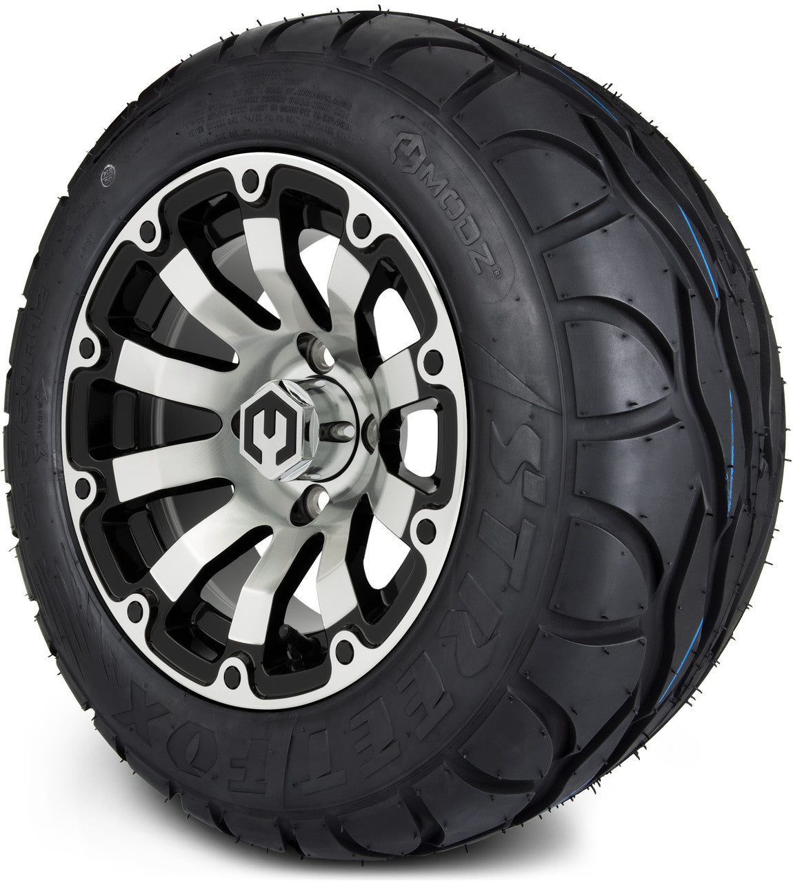 MODZ® 12" Bomber Machined Black Wheels & Street Tires Combo