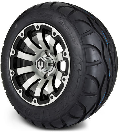 MODZ® 12" Bomber Machined Black Wheels & Street Tires Combo