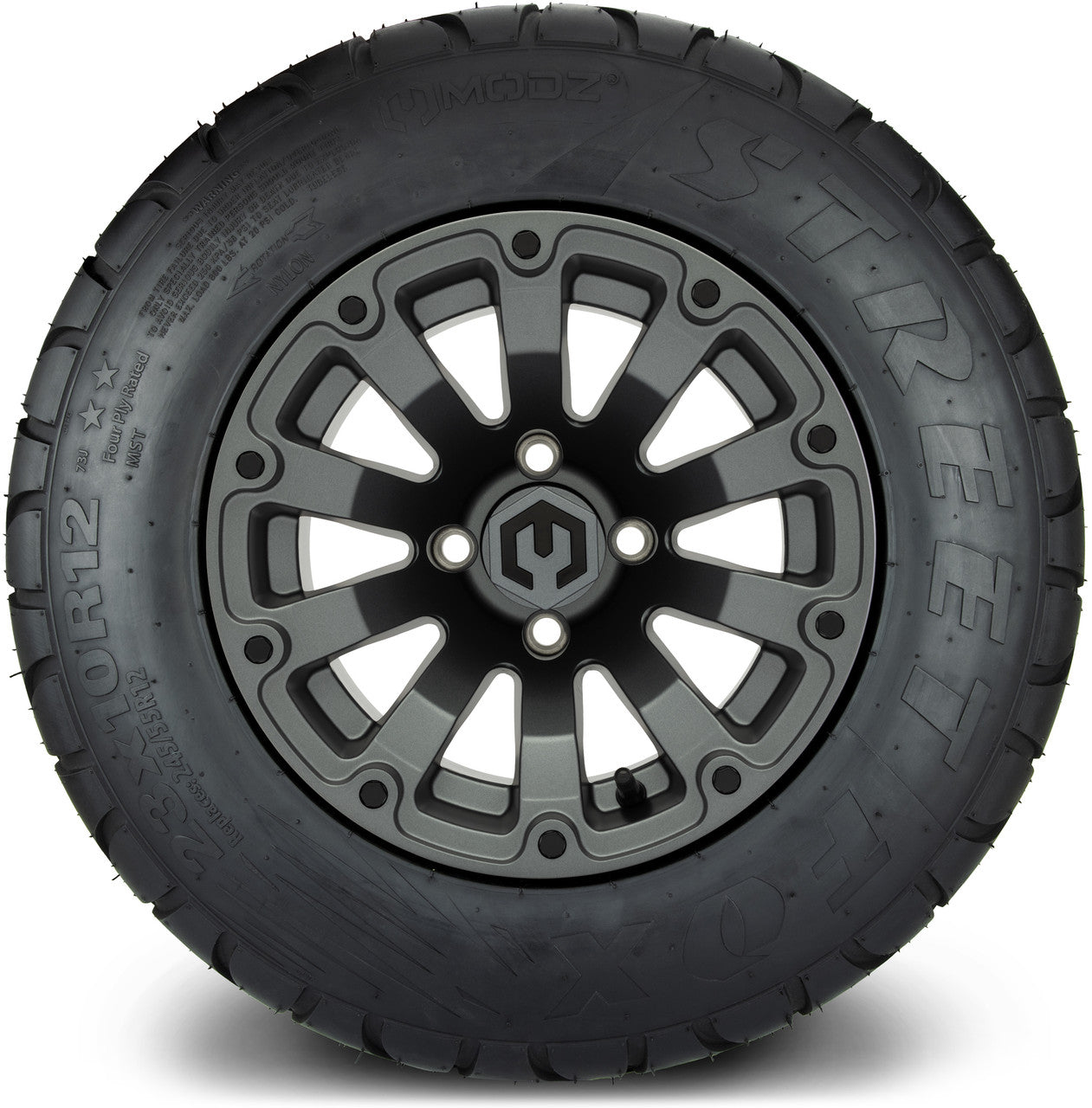 MODZ® 12" Bomber Matte Gunmetal Wheels & Street Tires Combo