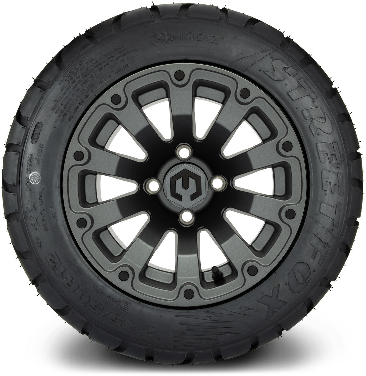 MODZ® 12" Bomber Matte Gunmetal Wheels & Street Tires Combo
