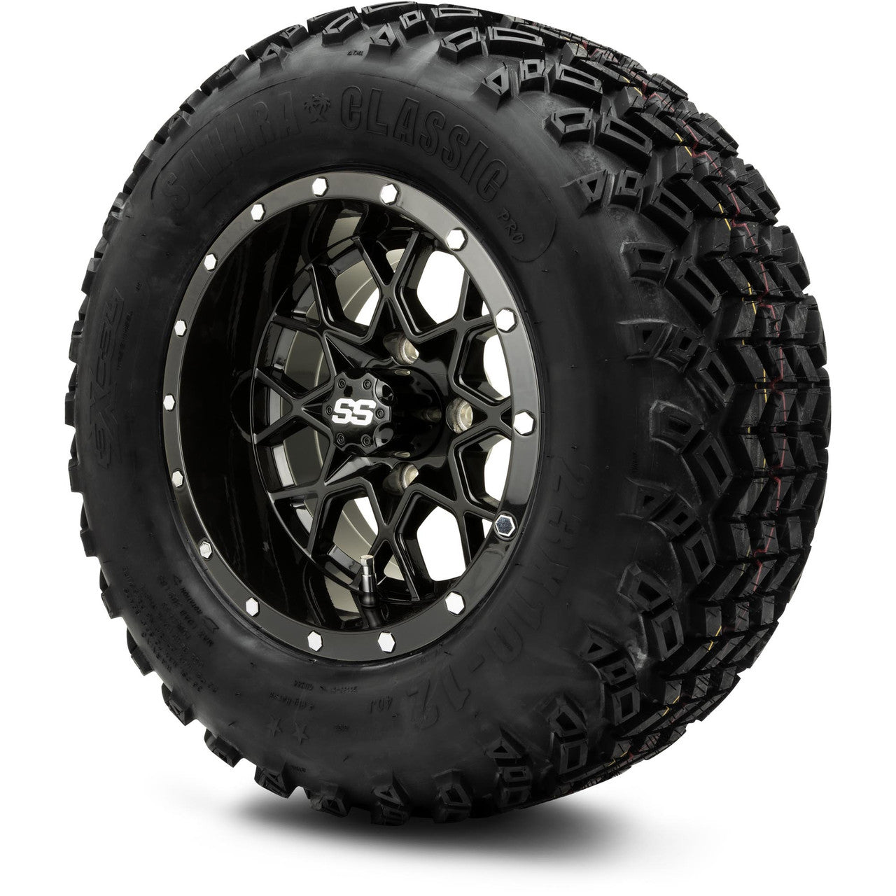 MODZ® 12" Vortex Glossy Black Wheels & Off-Road Tires Combo