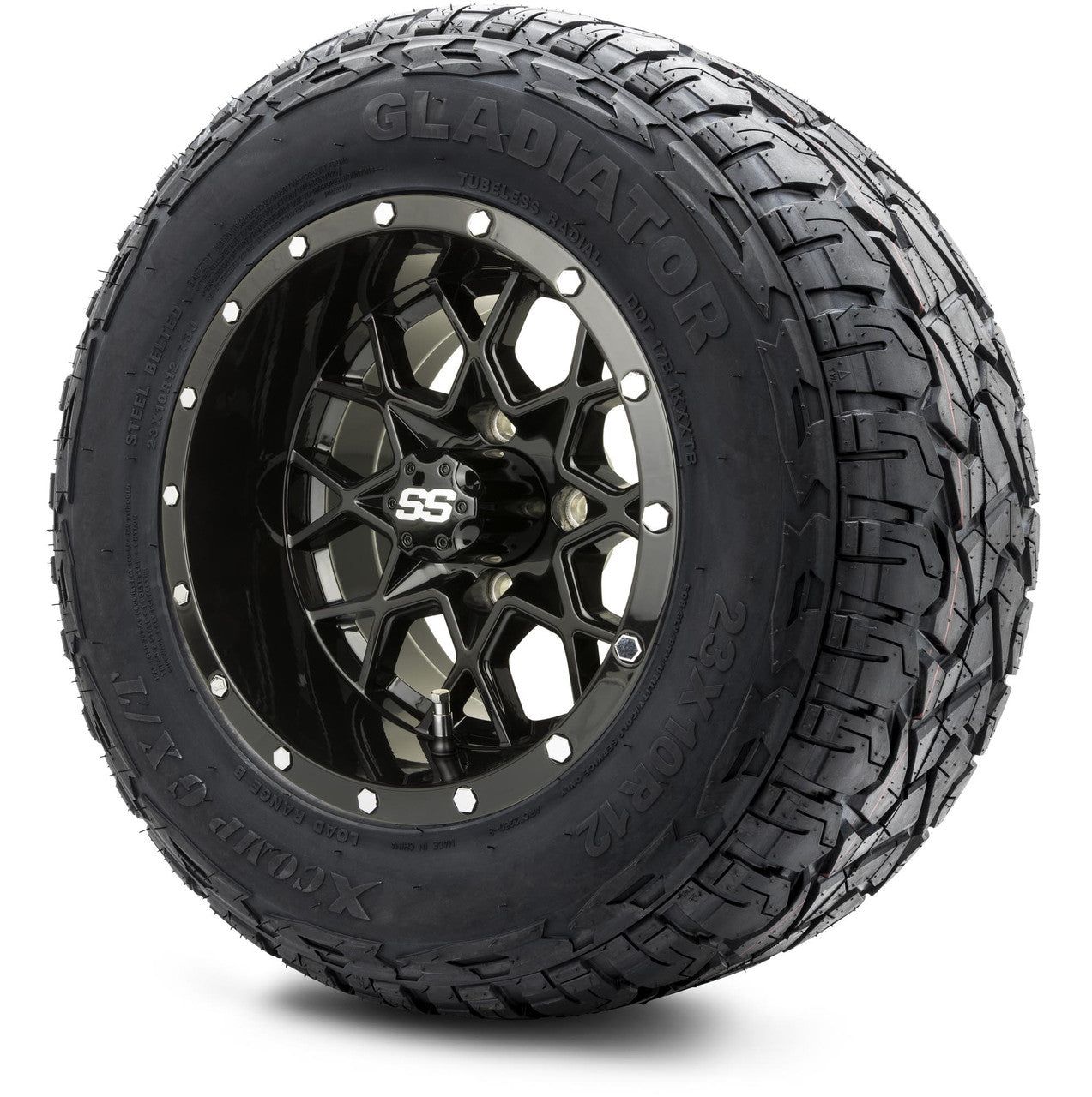 MODZ® 12" Vortex Glossy Black Wheels & Off-Road Tires Combo