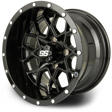 MODZ® Vortex Glossy Black 12" Golf Cart Wheel