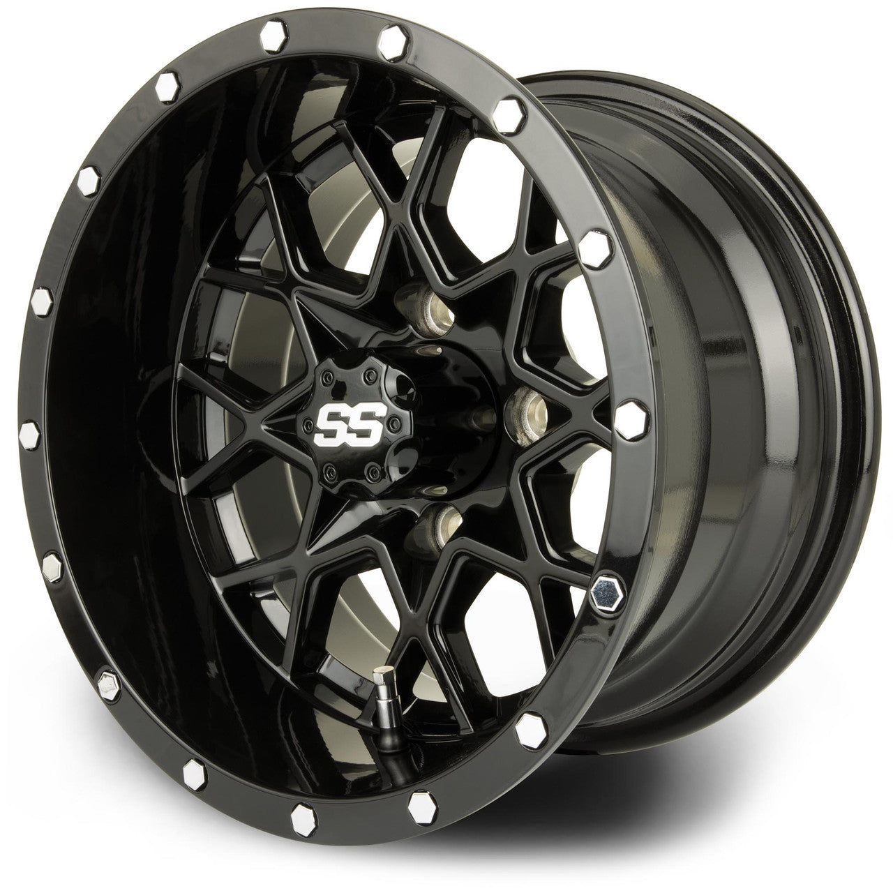 MODZ® Vortex Glossy Black 12" Golf Cart Wheel